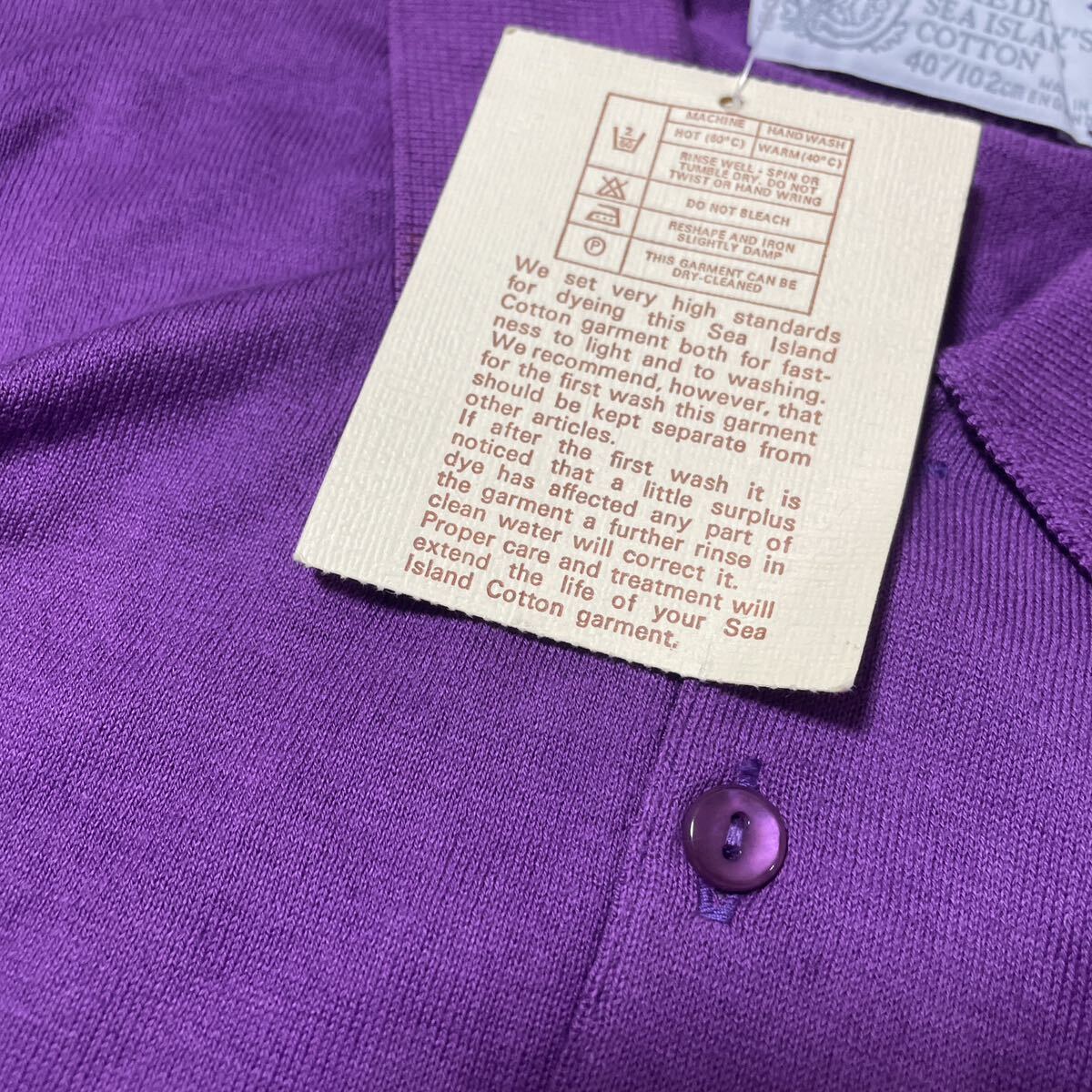  未使用タグ付き JOHN SMEDLEY made in England シーアイランドコットン ジョンスメドレー 半袖ポロシャツ 紫パープル M相当_画像10