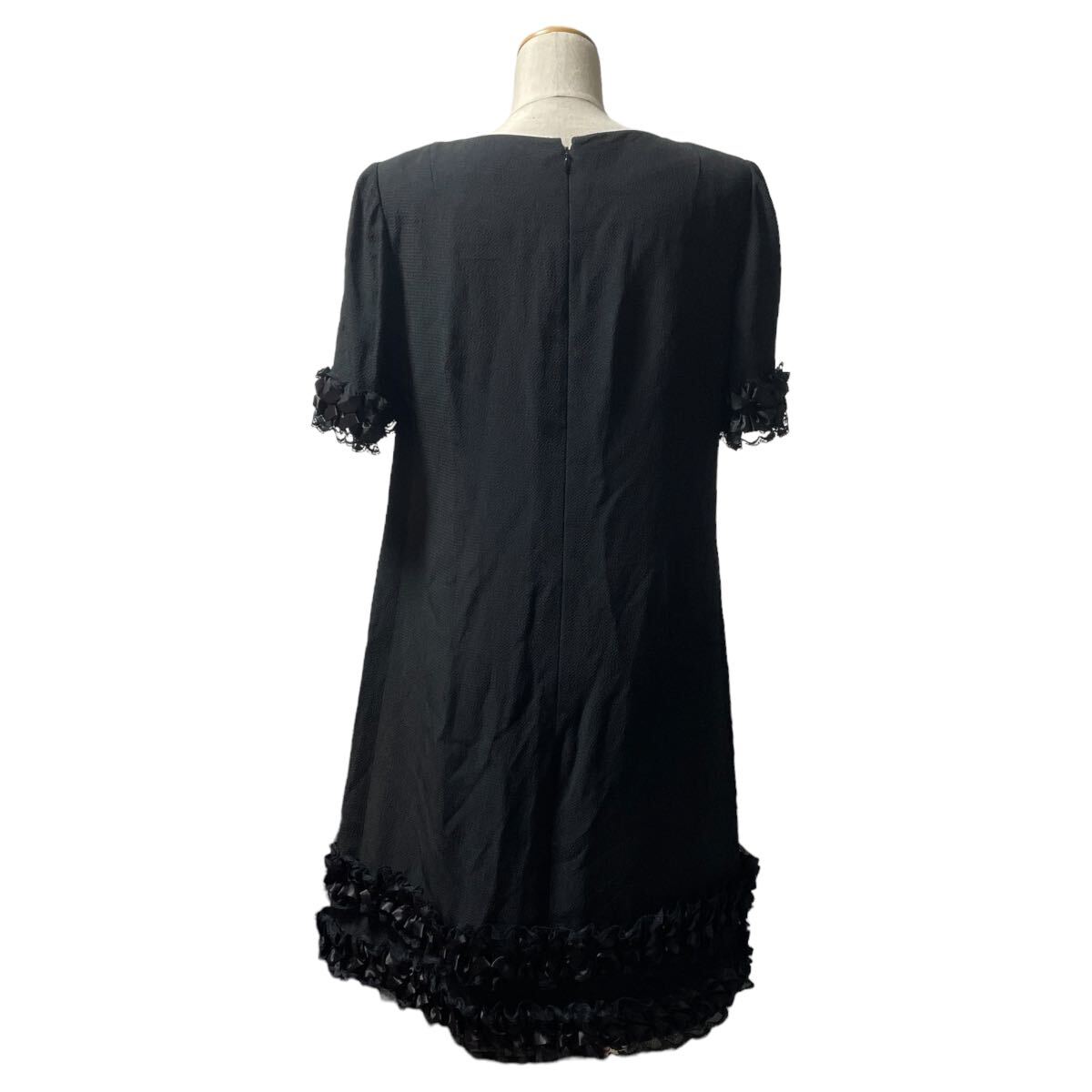 jun ashida ジュンアシダ ワンピース ドレス 黒ブラック ティアード フレアレース 11 Lの画像5