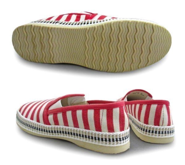L825 new goods Dedes jute to coil slip-on shoes shoes 23.5. border pattern RED*