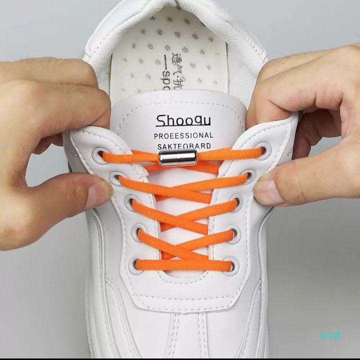 結ばない靴ひも　解けない靴ひも　靴紐　オレンジ　橙色　ロックカプセル　一足分_画像3