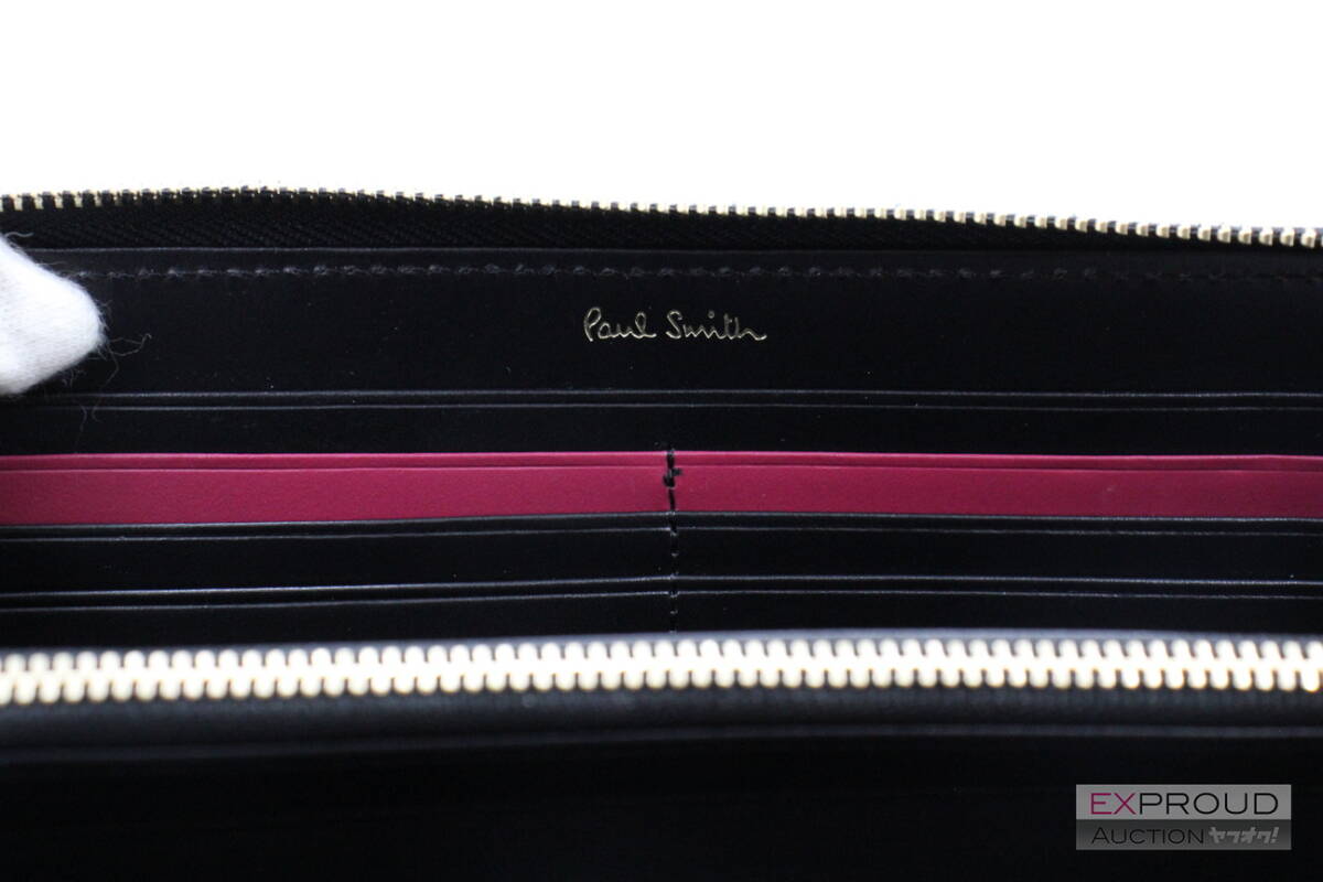 良品★Q53 Paul Smith ポール・スミス 長財布 メンズ レディース 財布 ブラック うさぎ ラビット ラウンドファスナー 約10×20×2cm_画像4