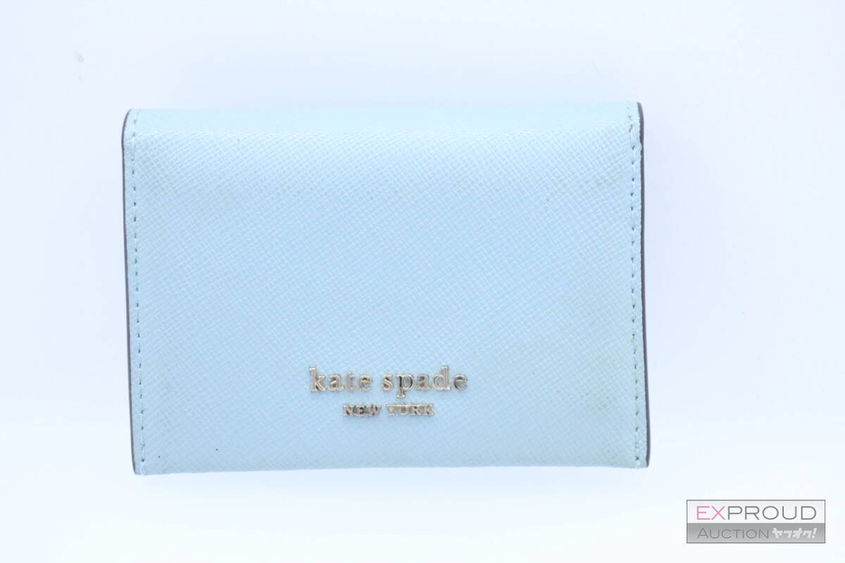 美品★R30 KATE SPADE ケイトスペード SPENCER スペンサー バイフォールド カードケース ブルー系 名刺入れ 約7.5×10.5×2cm 正規品_画像2