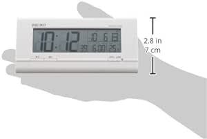 セイコー クロック 目覚まし時計 ハイブリッドソーラー 電波 デジタル カレンダー 温度 表示 白 パール SQ766W SEIK_画像4