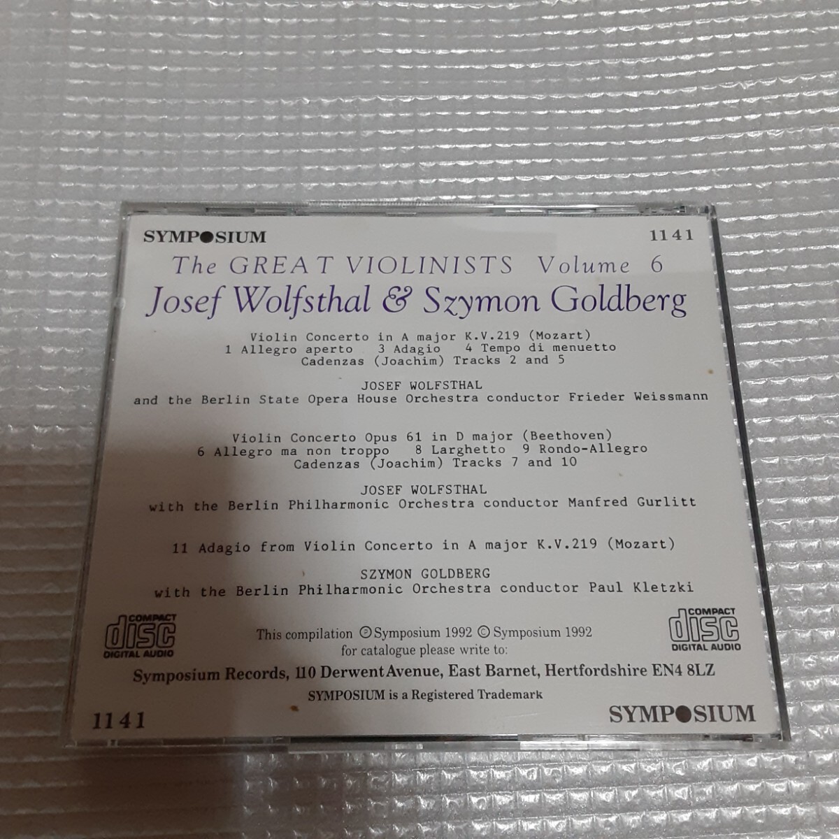 ● 希少廃盤/SYMPOSIUM 1141 ヴォルフスタール ゴールドベルク モーツァルト ベートーヴェン The Violinists Vol.6 Josef Wolfsthal _画像2