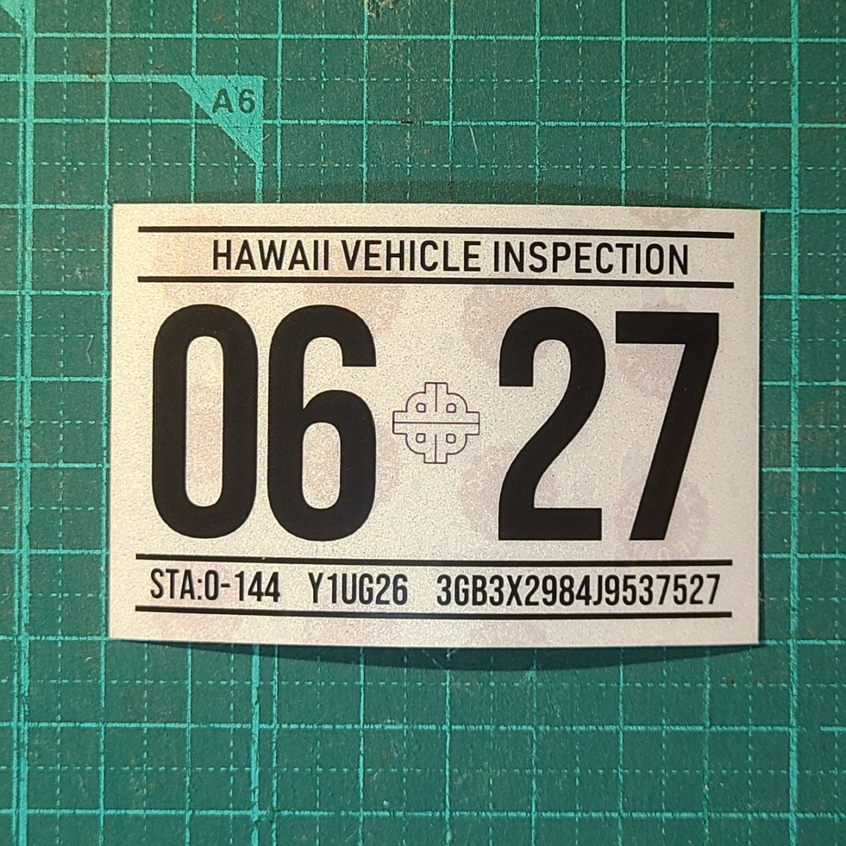 ハワイ ビークルインスペクション 2027 レジストレーション ステッカー シール レプリカ 車検 USDM HDM 0627 6月_画像1