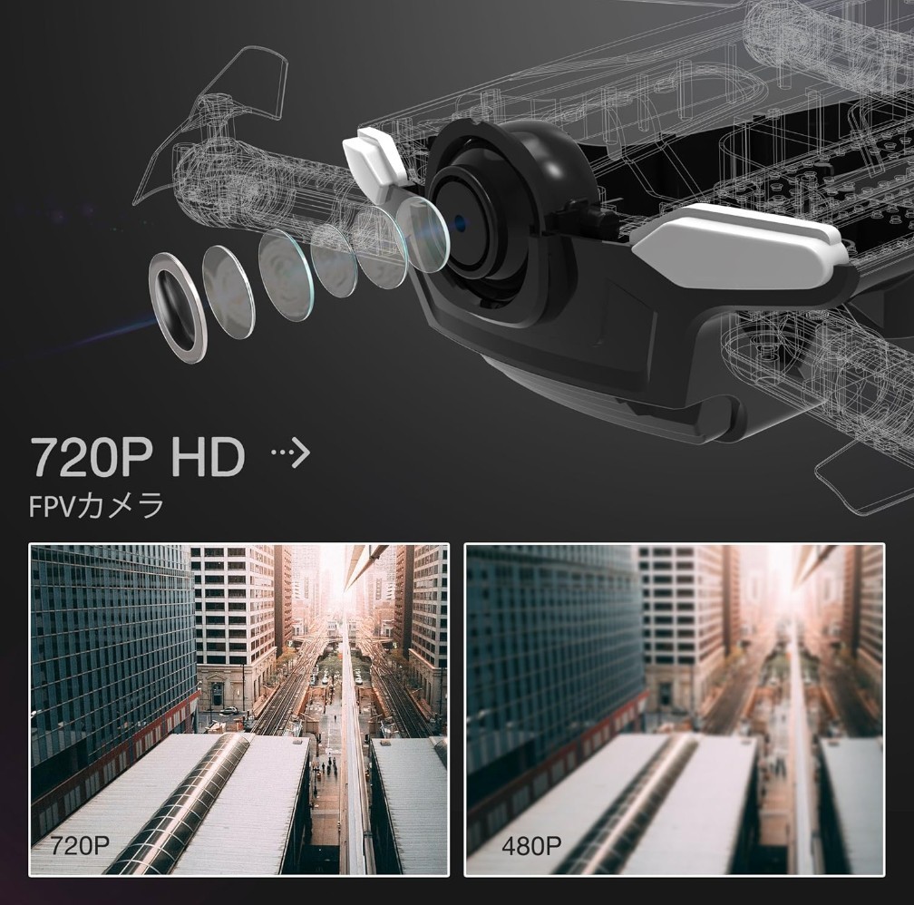 無人小型機ドローン 720p HDカメラ付き Holy Stone HS160 1/2 SHADOW ホーリーストーン 折り畳み式 ポケットの画像3