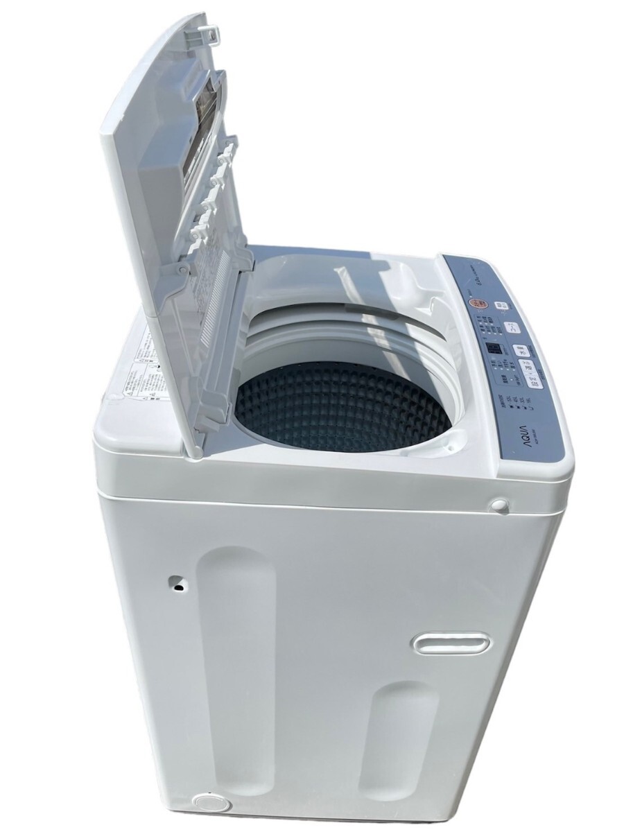 動作品 神奈川発 直接引き取り可 2021年製 AQUA アクア AQW-S60J 6kg 全自動電気洗濯機 縦型洗濯機 白 ホワイト WHITE S02_画像6