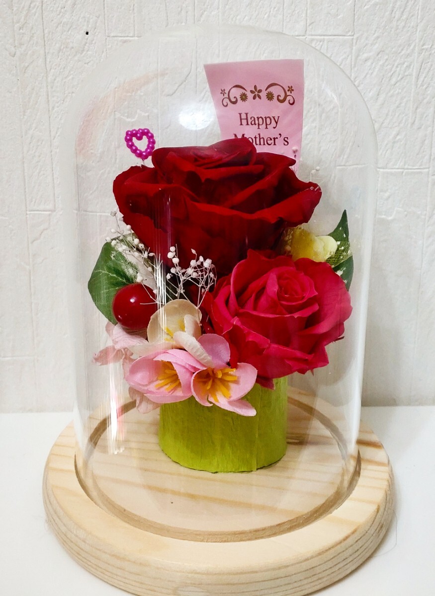最安値☆母の日ギフト☆プリザーブドフラワー・ガラスドーム・数量限定・一点物・プレゼント・花・人気の画像2