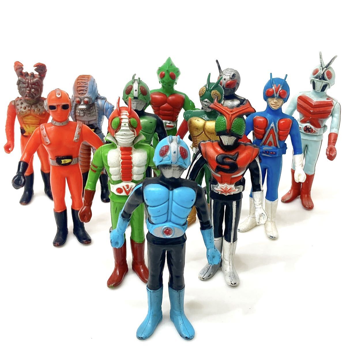 ポピー 仮面ライダー ソフビ 石森プロ アマゾン ライダーマン ドグマ怪人 カニウンガージン 当時物 12体セット ビンテージ alpひ0229