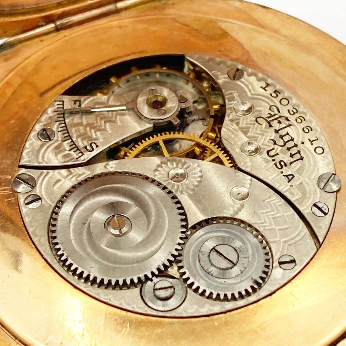 ELGIN エルジン USA アンティーク 懐中時計 スモセコ 手巻き 白文字盤 ゴールド 稼働品 alp古0227の画像9