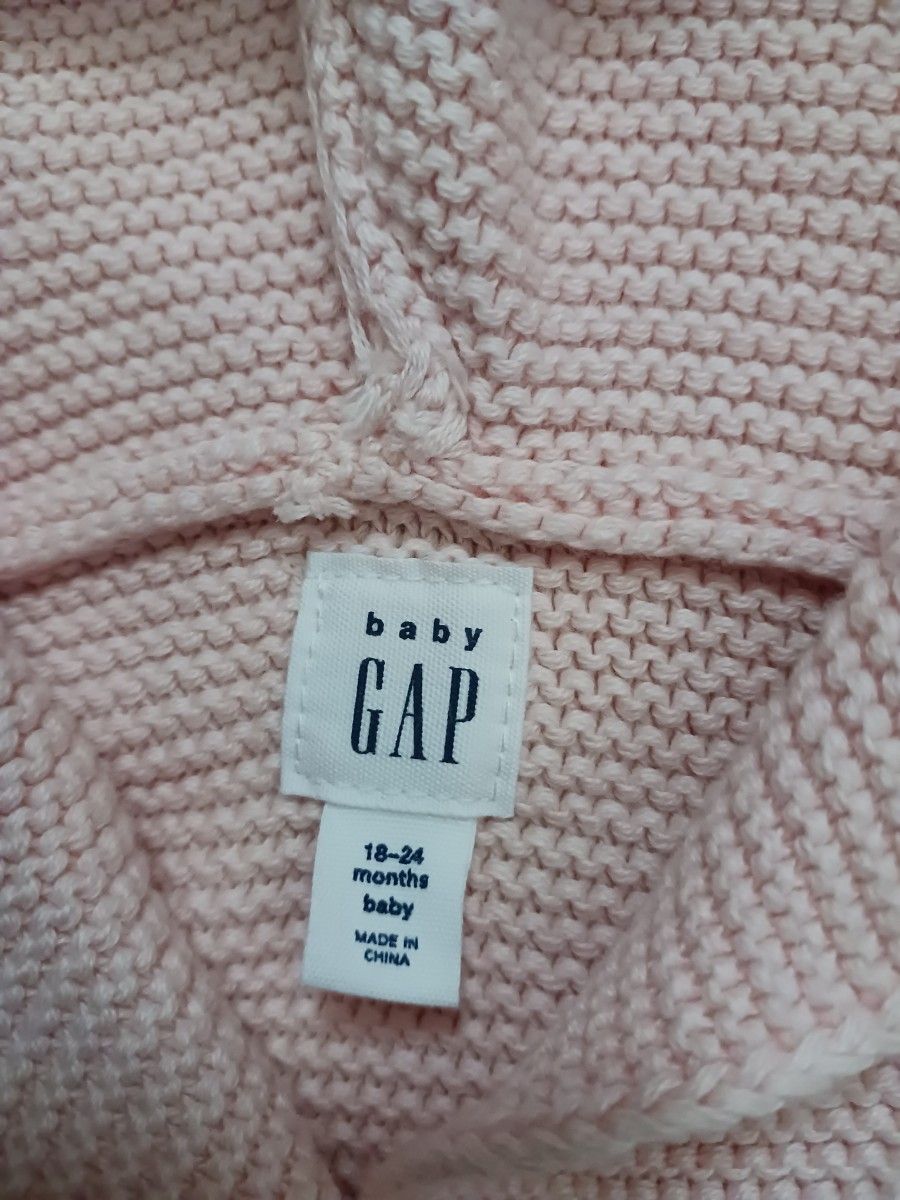 baby GAP  80 くま耳ニットカーディガン  パーカー　ピンク　 セーター