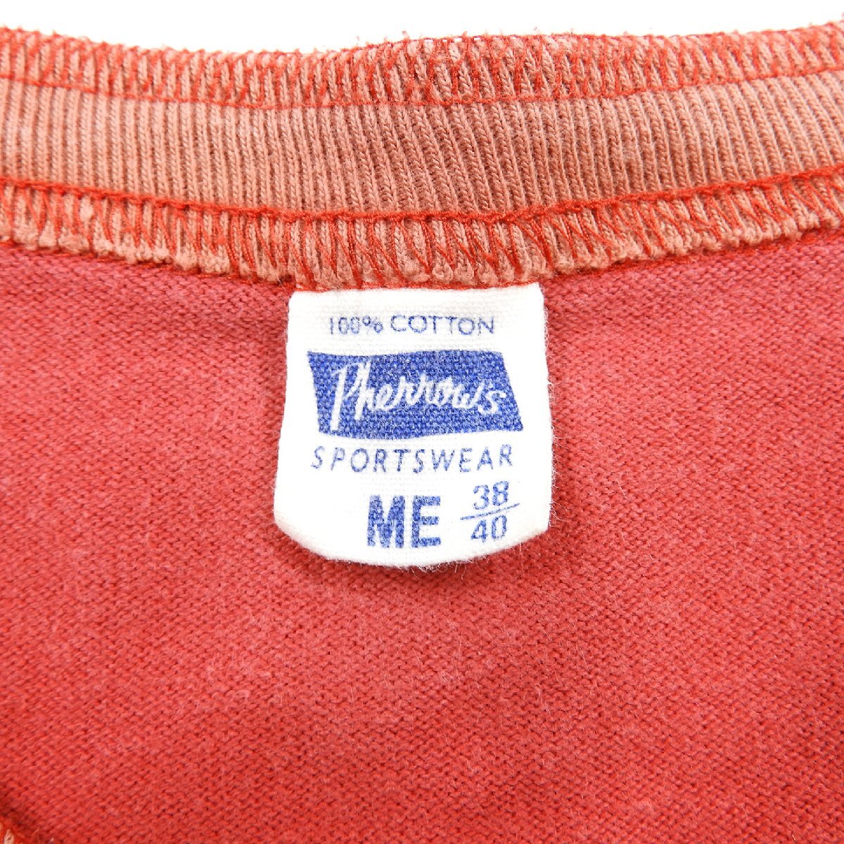 Pherrow's フェローズ ヘンリーネックTシャツ レッド Size M #17397 送料360円 アメカジ カジュアル_画像3