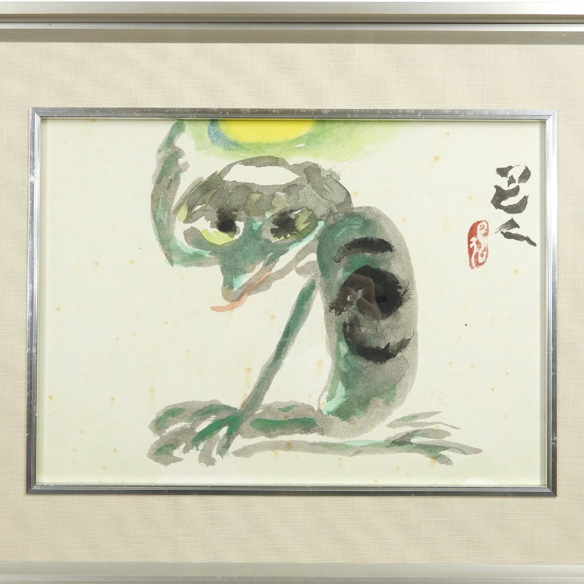 岩崎巴人 絵画 河童 カッパ #17476 日本画 美術品_画像2