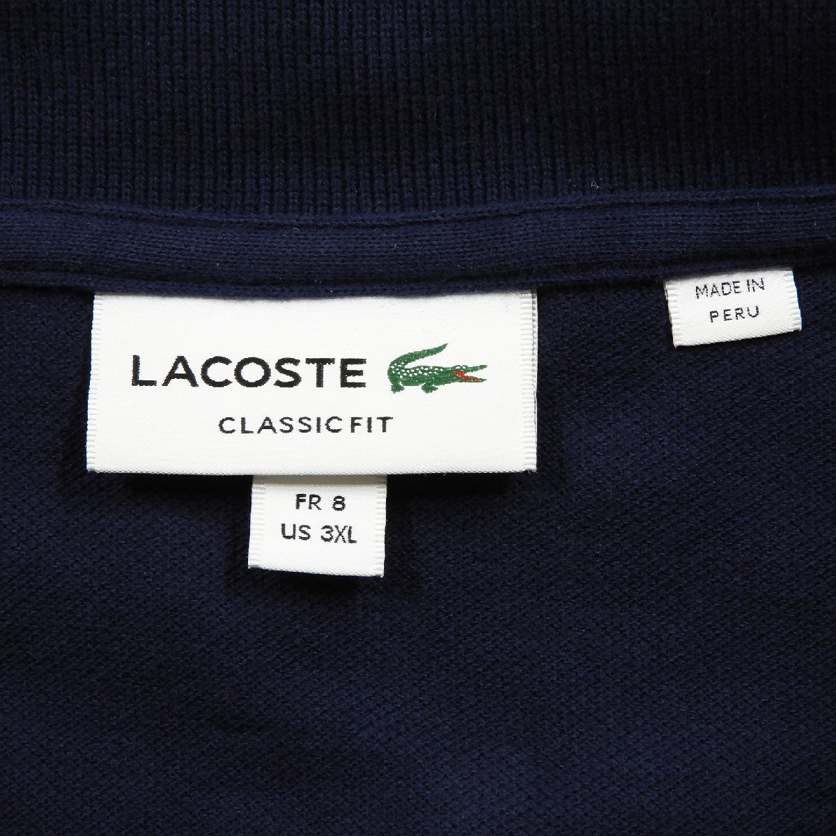 美品 LACOSTE ラコステ FA12505 鹿の子 ポロシャツ ネイビー size 3XL #17895 送料360円 アメカジ ビッグサイズ 半袖 トップスの画像3