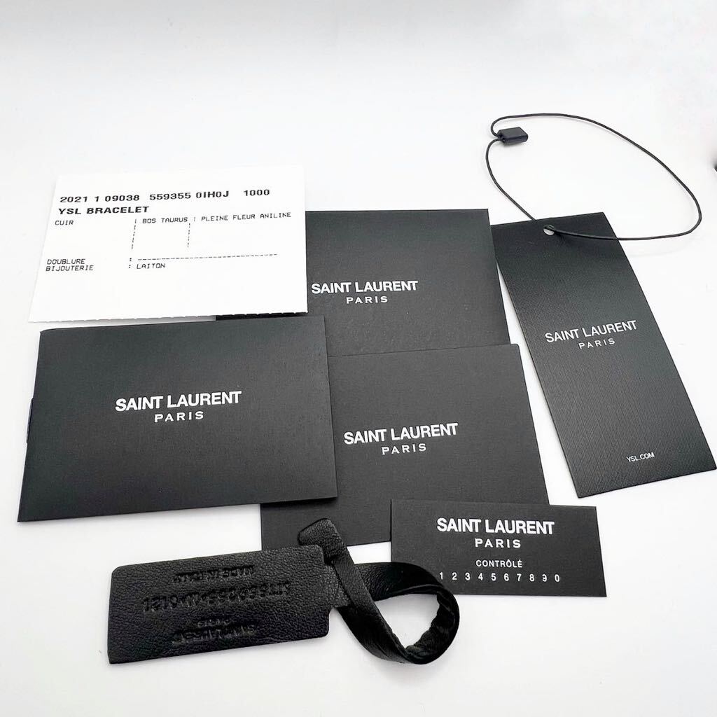 SAINT LAURENT サンローラン　YSL 本革　レザー　ブレスレット　重ね付け　シンプル　黒　送料無料_画像10