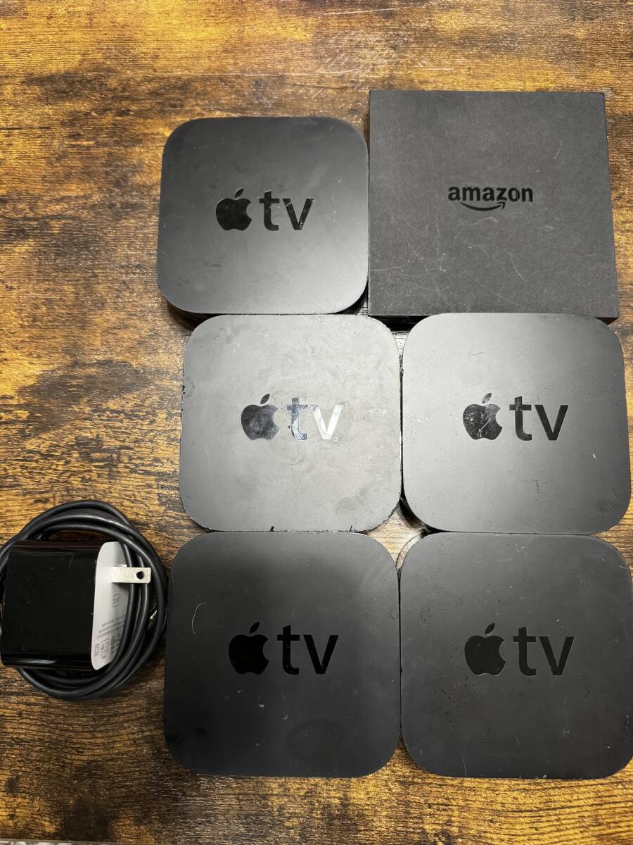 【送料無料 通電確認済み】apple TV model A1469 5台（ケーブルなし）/amazon fire TV model DV83YW　1台（４K対応、ACアダプター付き）_画像1