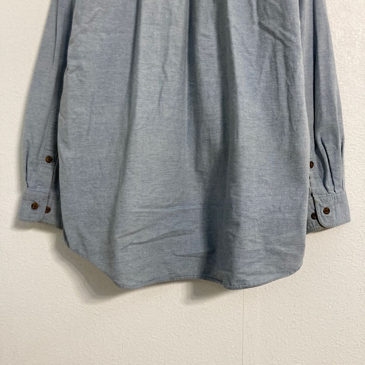 中古 古着 WOOLRICH 長袖 無地シャツ XL～ ブルー ウールリッチ ボタンダウン ビッグサイズ 古着卸 アメリカ仕入 a603-5640_画像9