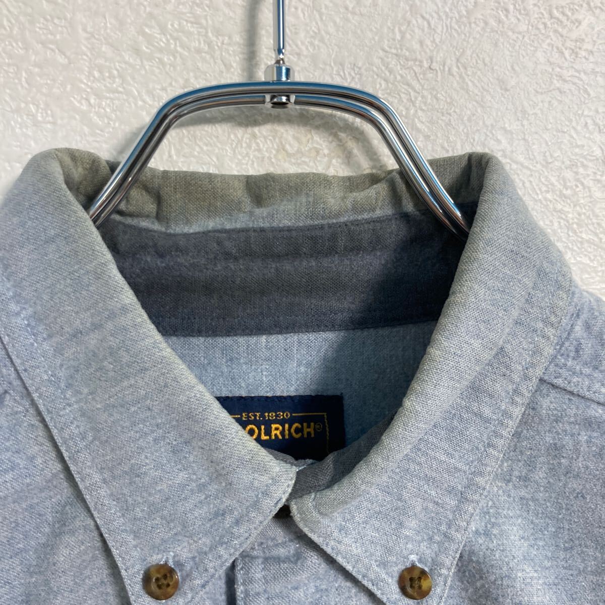 中古 古着 WOOLRICH 長袖 無地シャツ XL～ ブルー ウールリッチ ボタンダウン ビッグサイズ 古着卸 アメリカ仕入 a603-5640_画像4