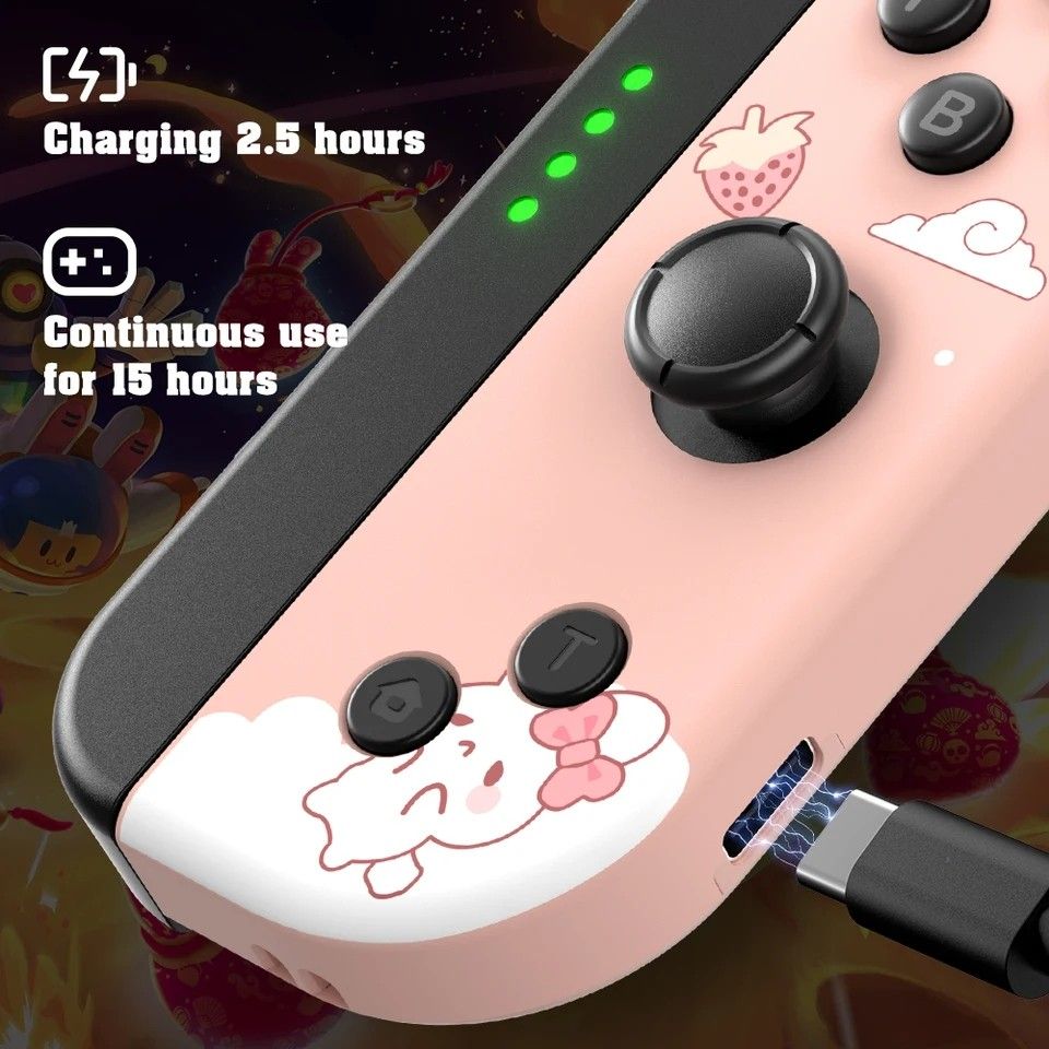 【新品】ジョイコン 連射 充電口付 Joy-Con ピンク いちご うさぎ