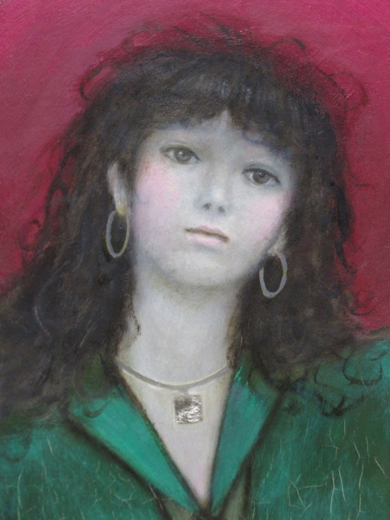 【GINZA絵画館】女性像の名人　田口正子　油絵３号「銀のペンダント」１点もの　SB97L5B1L3A8E4H_画像7