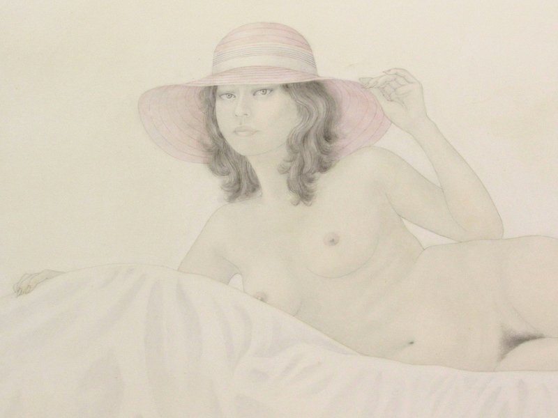 【GINZA絵画館】栗原喜依子　油絵２０号「帽子の裸婦」出来栄え最高・１点もの　A37L2H0F3D8E4W_画像7