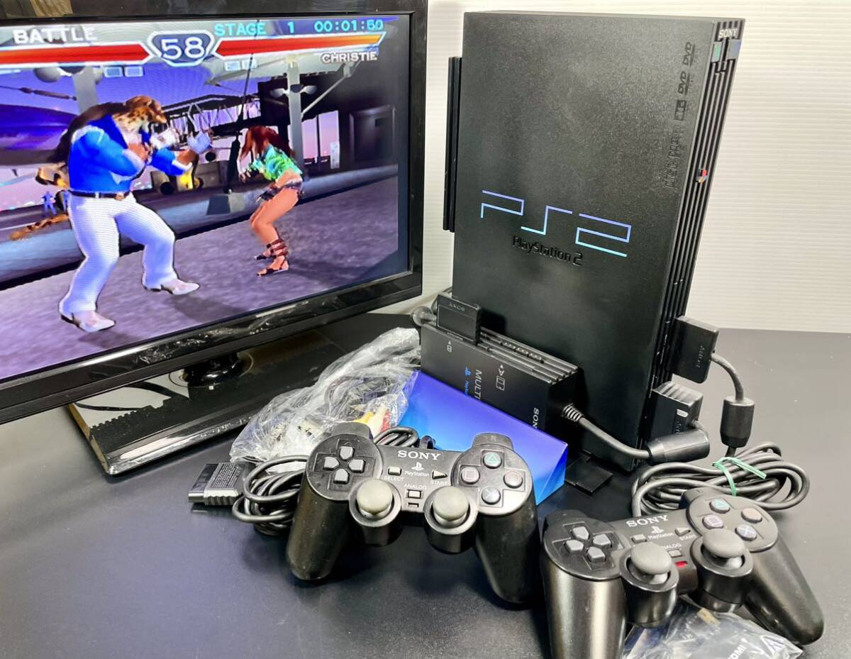 動作品 PlayStation2 PS2 本体 !スーパーセット SCPH-50000 プレステ 2台コントローラ/メモリーカード /スタンド/HDMI/HDD/ケーブル セット