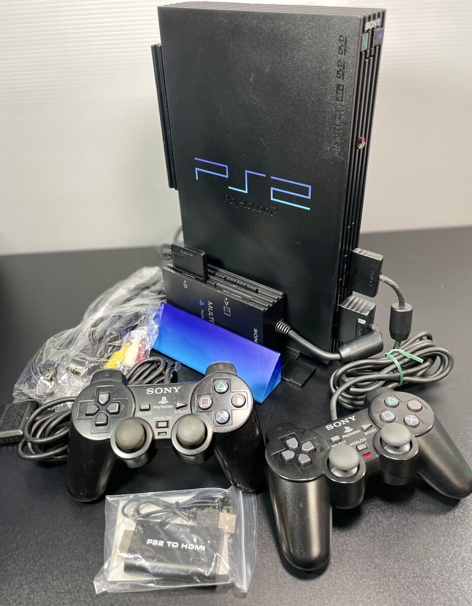 動作品 PlayStation2 PS2 本体 !スーパーセット SCPH-50000 プレステ 2台コントローラ/メモリーカード /スタンド/HDMI/HDD/ケーブル セット_画像2