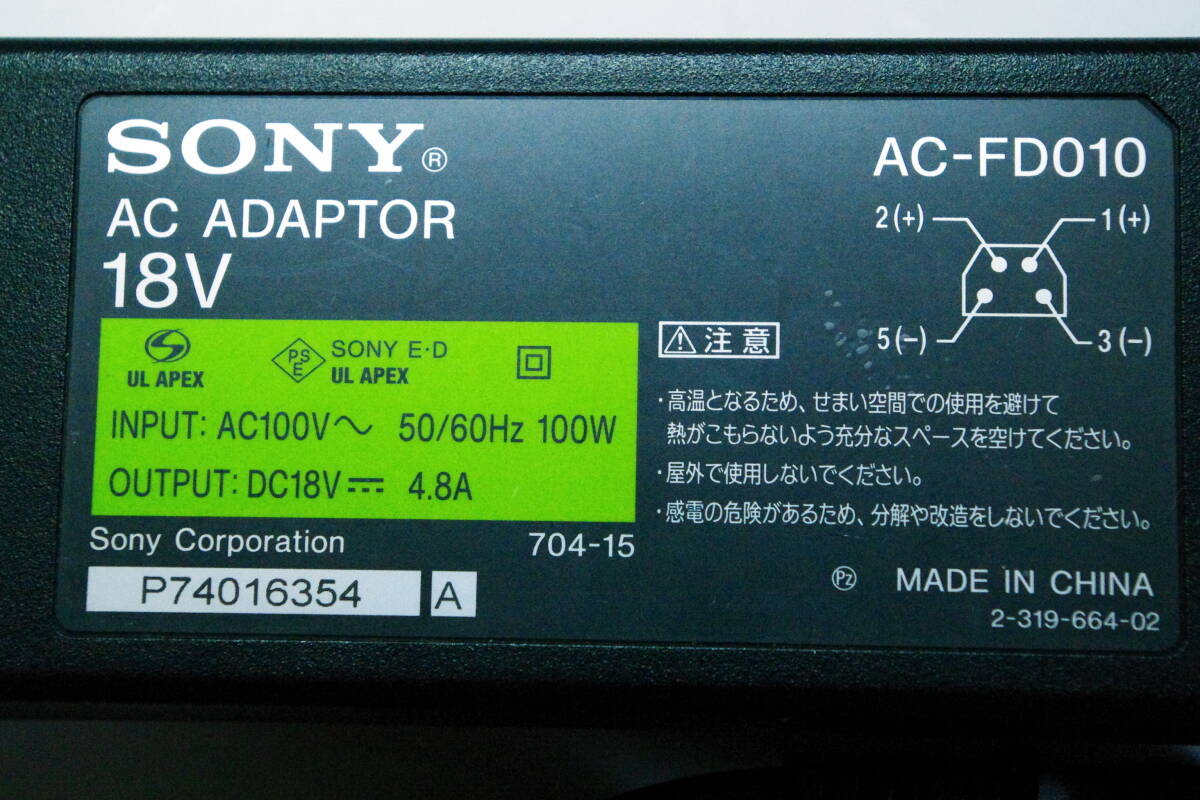 SONY Sony для телевизора AC адаптер AC-FD010 ввод AC100V мощность DC18V 4.8A #JHC3