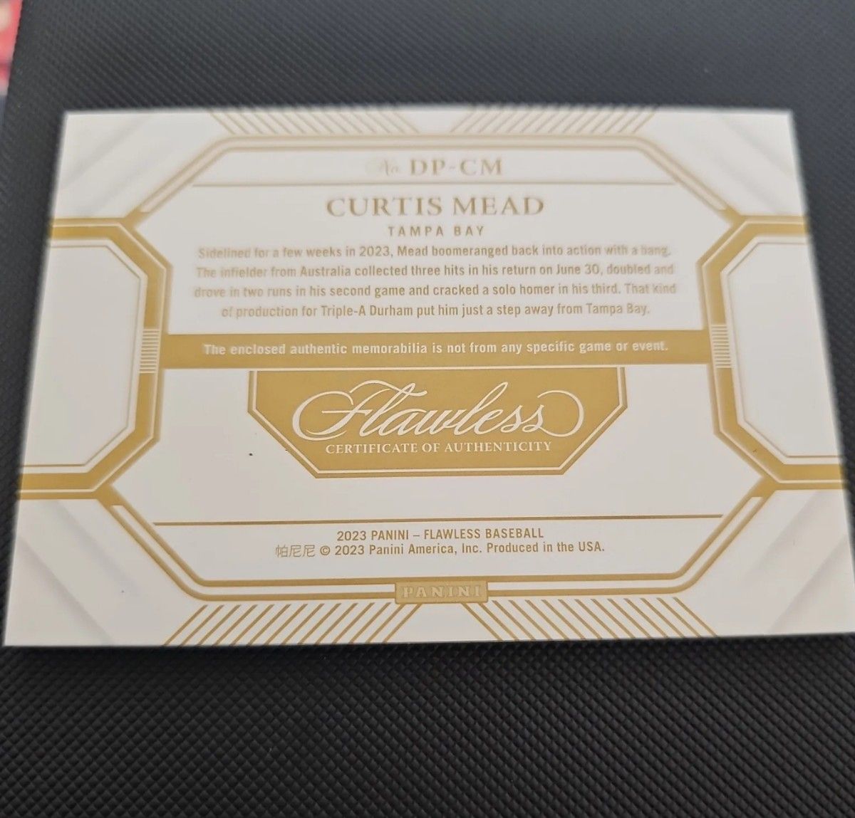 MLB 2023 Panini Flawless curtis Mead SAPPHIRE Dual Patch 3/7