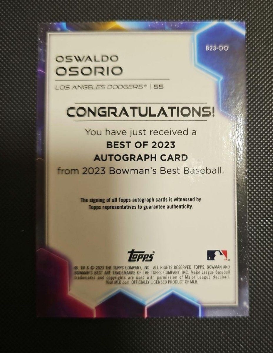 MLB TOPPS BOWMAN'S BEST OSWALDO OSORIO auto