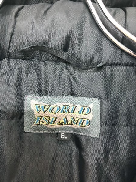 WORLD ISLAND ワールドアイランド ファーフード付き 中綿入り ジップジャケット ジャンパー 黒 ブラック ELの画像2