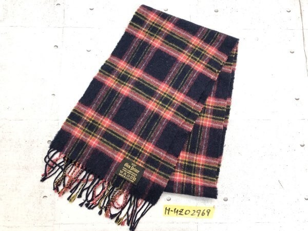 GLEN PRINCE グレンプリンス レディース チェック柄 マフラー 紺ピンク LAMBSWOOL_画像1