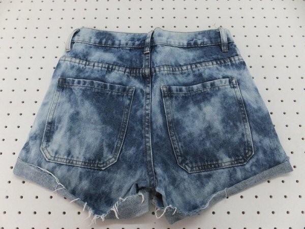 JOYRICH lady's cotton Chemical woshu roll up Short Denim jeans pants 26 blue 