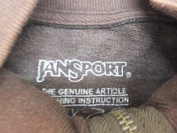 JANSPORT メンズ ビッグロゴ コットン ジップジャケット 大きいサイズ XL ダークブラウン_画像2