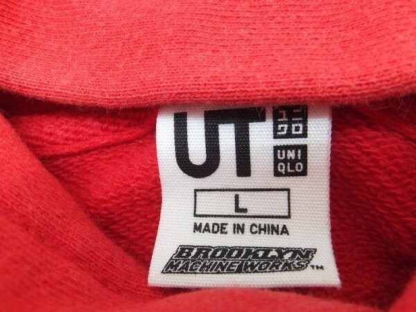 UT UNIQLO ユニクロ × BROOKLYN メンズ プリント プルパーカー L 赤_画像2