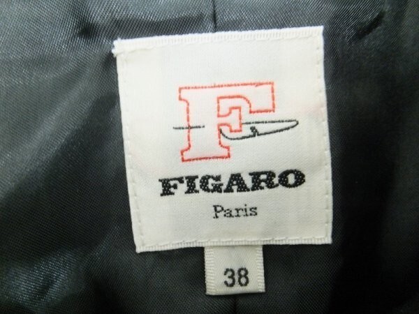 FIGARO レディース スタンドカラー サイドポケットなし ジップジャケット 38 黒_画像2