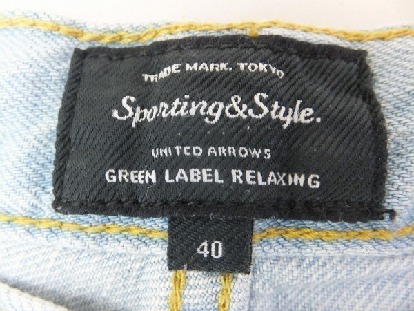 green label relaxing UNITED ARROWS ユナイテッドアローズ メンズ 薄手 カットオフ デニムジーンズパンツ 40 ライトブルー_画像2