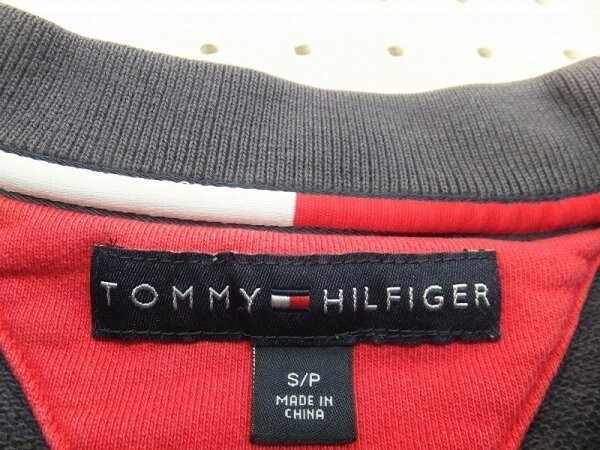 TOMMY HILFIGER トミーヒルフィガー メンズ ビッグロゴワッペン スウェットカットソー S 紺赤_画像2