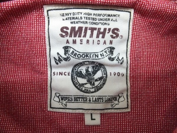 SMITH'S AMERICAN スミスアメリカン メンズ ワッペン 七分袖2WAY ジップパーカー L 赤白_画像2