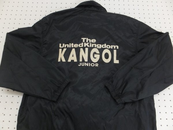 KANGOL カンゴール キッズ ビッグロゴプリント ナイロン 薄手 ジップジャケット 160 黒の画像3