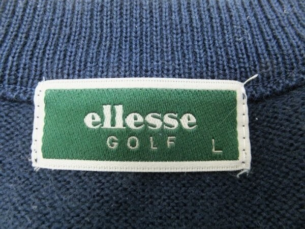 ellesse GOLF エレッセ メンズ ウール ニットベスト 前ボタン L 紺赤緑_画像2