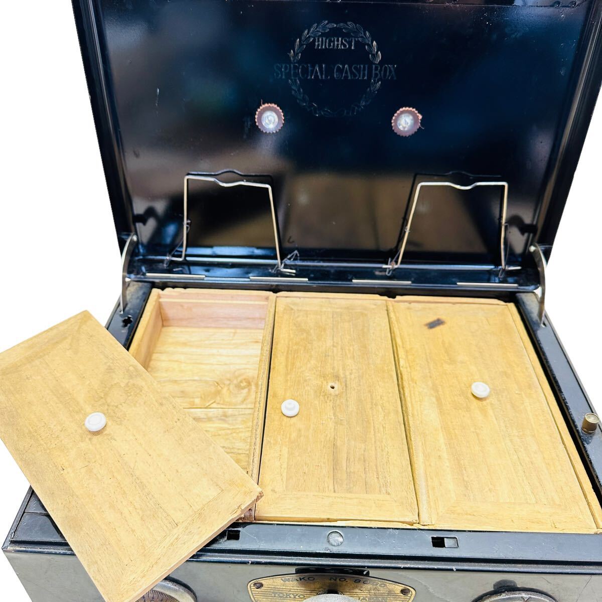 K03024 cashbox WAKO Showa Retro antique handbag safe Vintage BOX CASH safe 
