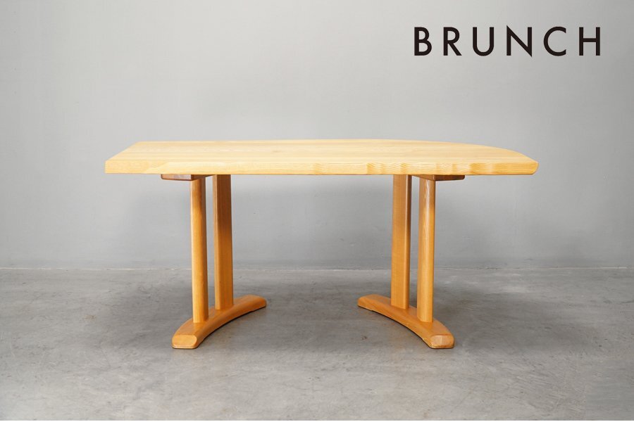 492 展示美品 BRUNCH(ブランチ) brunch+time TA-0095タモ無垢材 LD リビングダイニングテーブル 12.7万_画像1