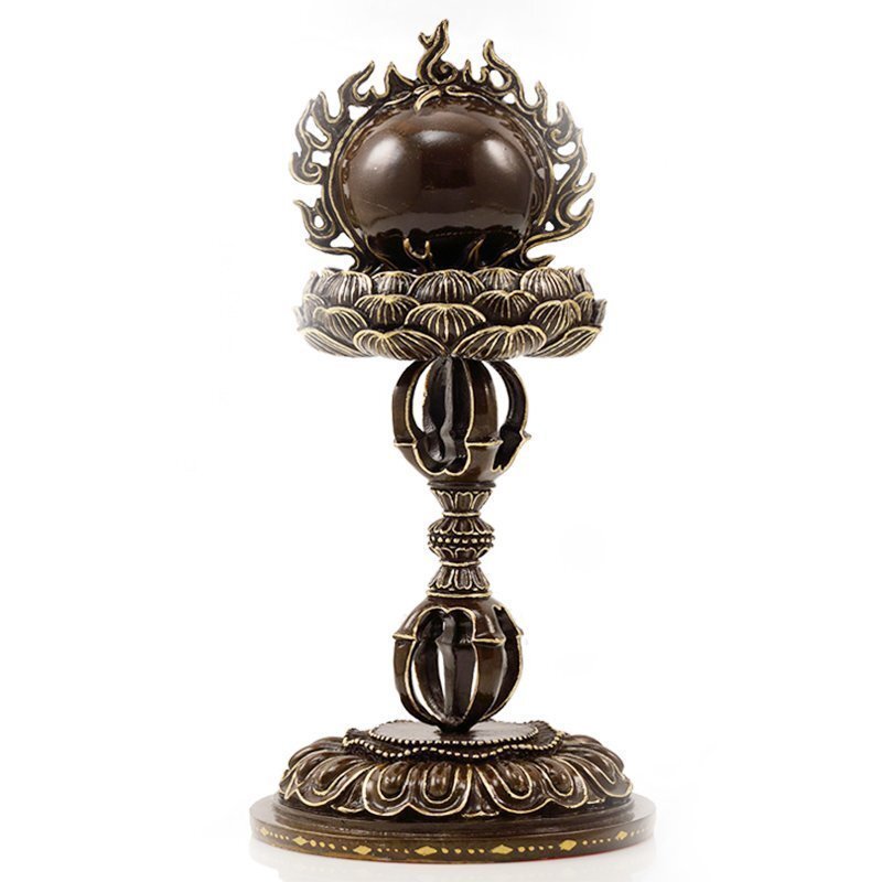 密教仏具 摩尼宝珠 真鍮 金 黒 高さ28CM 仏教 密教仏具 摩尼宝珠 真鍮 金 黒 高さ28CM 仏教