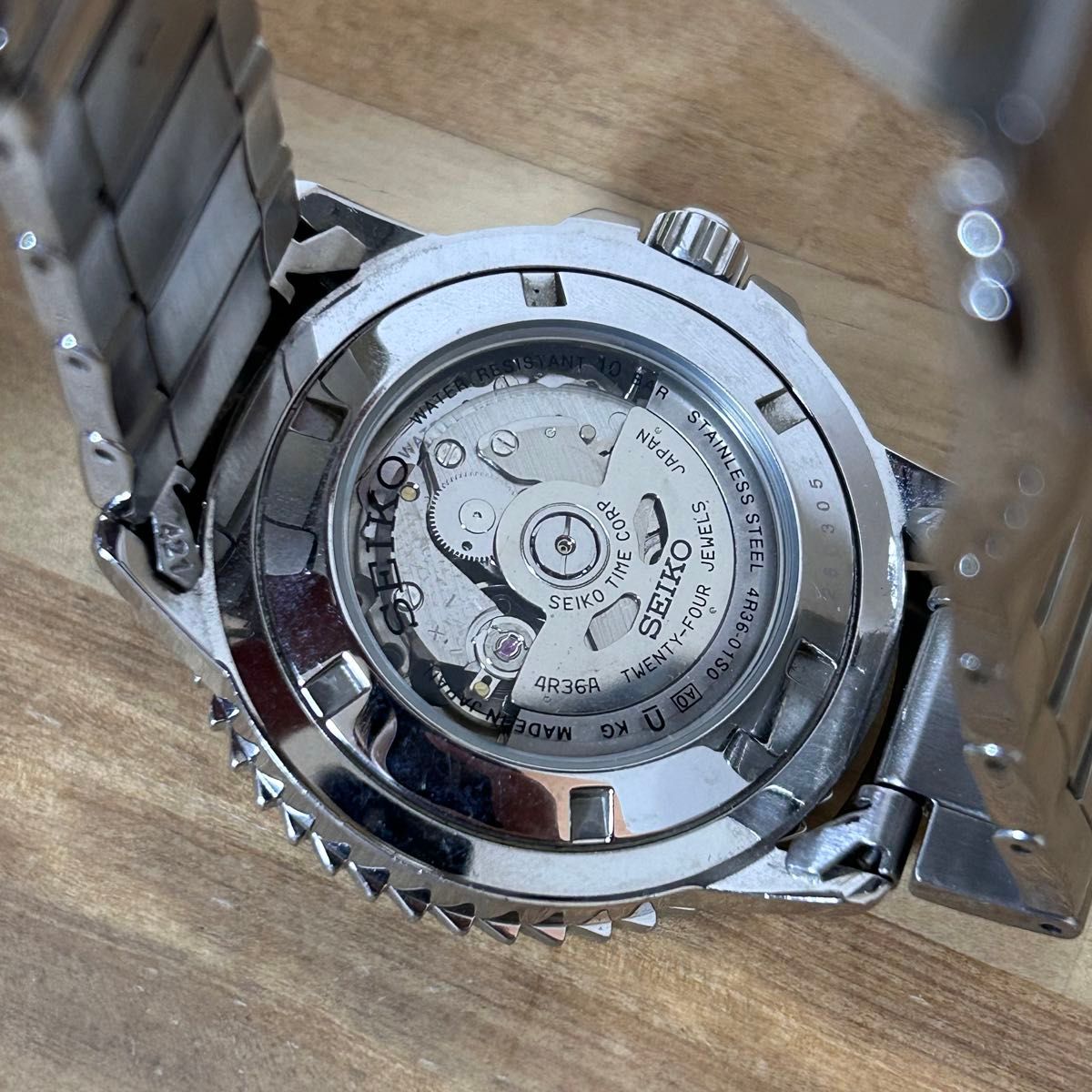 SEIKO 5 セイコーファイブ　腕時計　自動巻き　4R36-01S0 スケルトン　42mm 10気圧防水　メタルバンド　シルバー