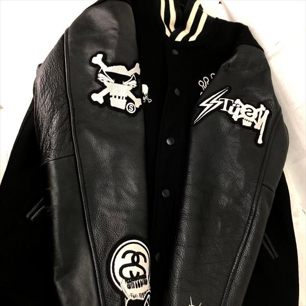 STUSSY x KOSTAS SEREMETIS Varsity Jacket 2010FW ステューシー コスタス コラボ 袖レザー スタジャン SIZE: M ブラック MH632024031509_画像5