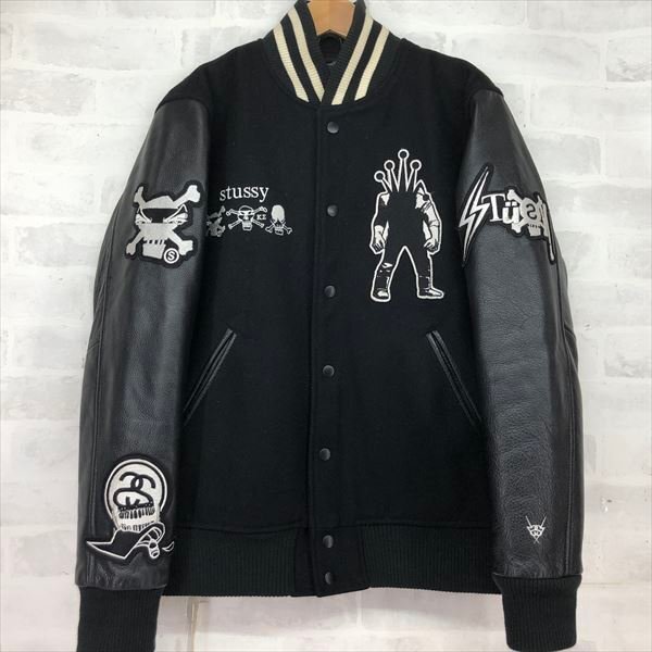 STUSSY x KOSTAS SEREMETIS Varsity Jacket 2010FW ステューシー コスタス コラボ 袖レザー スタジャン SIZE: M ブラック MH632024031509_画像1