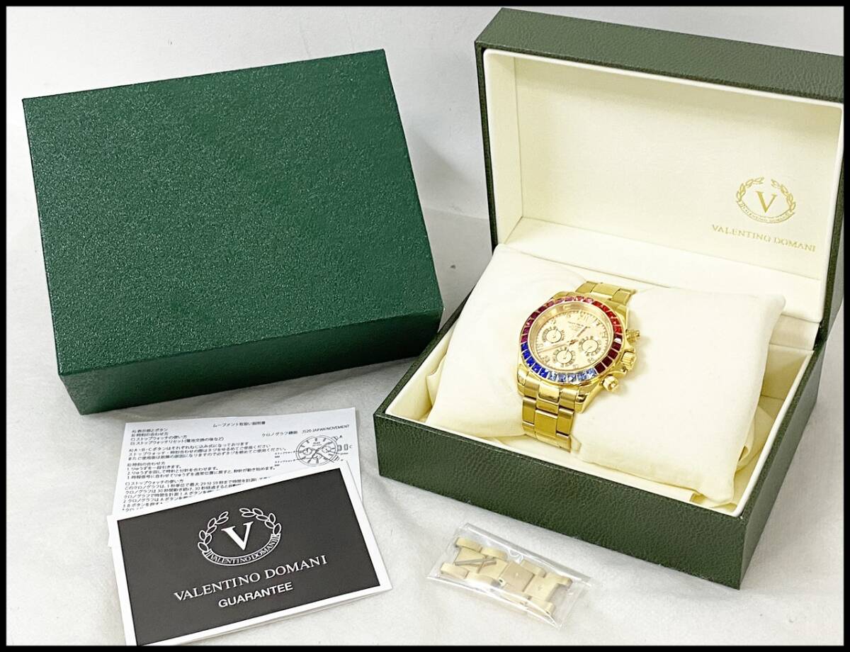 中古 バレンチノ ドマーニ クロノグラフ VD006 ゴールド メンズ腕時計 ヴァレンティノ クォーツ VALENTINO DOMANI_画像10