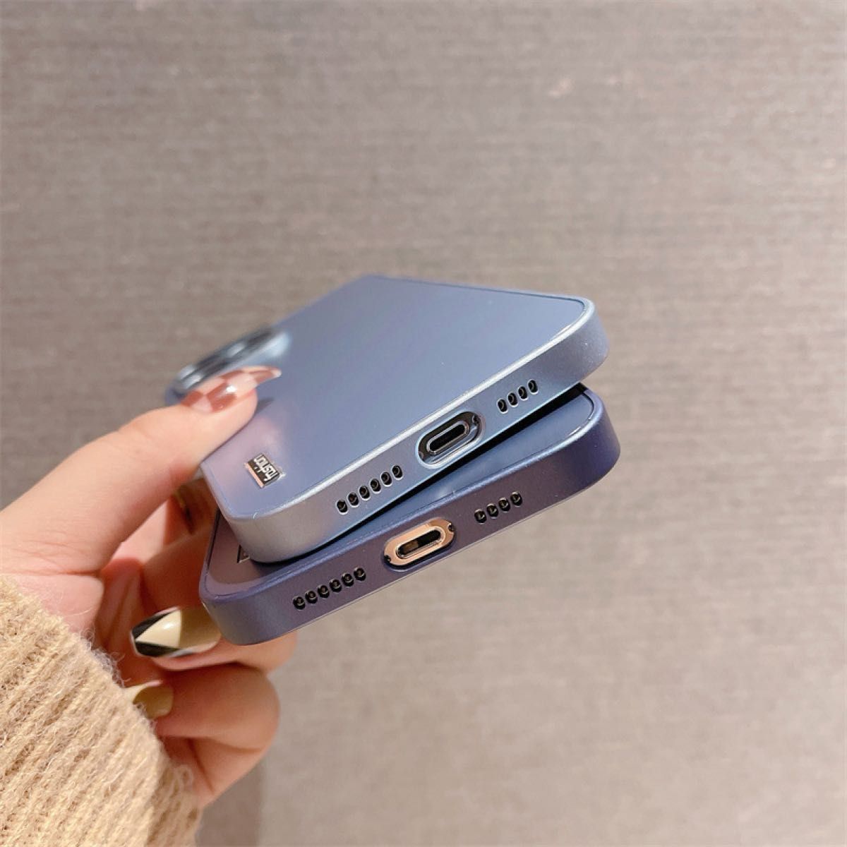 iPhone 14pro アイフォン14 スマホケース ブルーグレー 薄型 軽量 ハードカバー マット素材