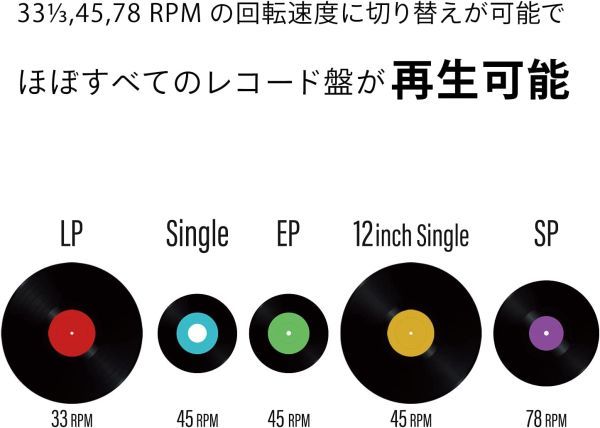 ONKYO レコードプレーヤー Bluetooth対応 ポータブル ステレオスピーカー内蔵 ソニックブルー OCP-01(LB)_画像6